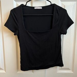 Black Square Neck Top